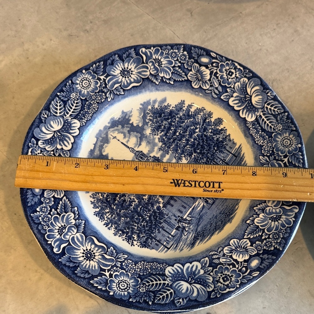 Liberty Blue and White Plates Made in England set of 6 — MAKE OFFER - Picture 6 of 7